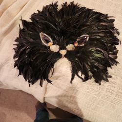 Vintage Venetion Mardi Gras Feather Mask 