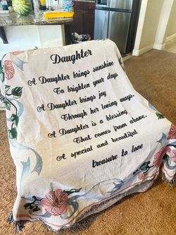 Daughter Poem Floral Woven Throw Blanket