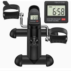 Under Desk Bike Pedal Exerciser, Portable Mini Exercise Bike with LCD Display for Home/Office, Desk Cycle for Leg/Arm with Handle, Leg Exerciser