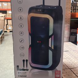 QFX 2 x 10”HIGH POWERED BLUETOOTH RECHARGEABLE SPEAKER LED Party Lights  with 2 wired Microphones🎤🎤