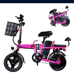 FOLDING ELECTRIC BIKE 500W-25MPH-MAX RANGE 50(PAS)ALARM.TURN LIGHTS.FUL SUSPENSION   2 Seater Electric Bike for Adults, 750 Peak 14" Folding Electric 