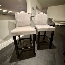 Gray Counter Height Bar Stools – Set of 2 – Excellent Condition