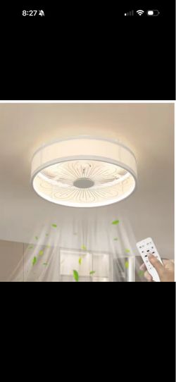 TOZING 20" Smart Indoor White Low Profile LED Flush Mount Ceiling Fan w/Remote