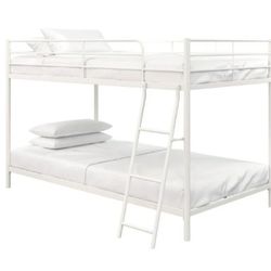 White Twin Over Twin Metal Bed