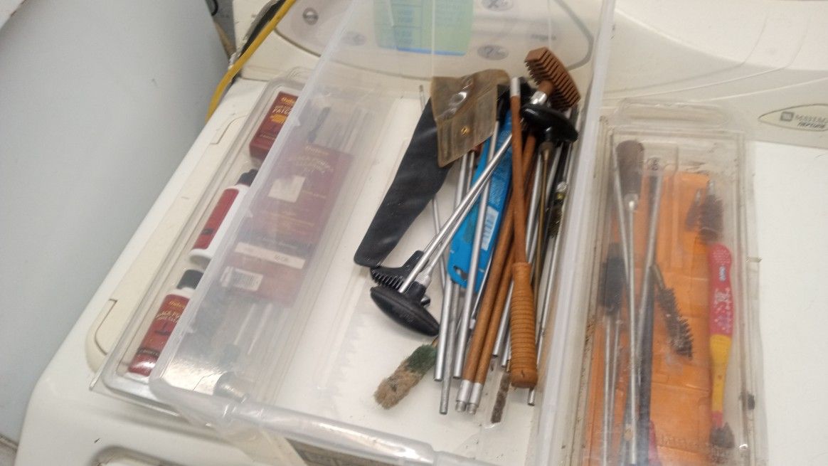 Bin Of Gun Cleaning Tools Everything Shown For Listed Price
