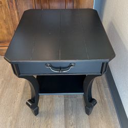 Distressed Black End Table