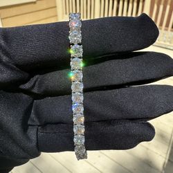 New Moissanite 16.5CT 5MM Tennis Bracelet, 18K White Gold Plated Sterling Silver