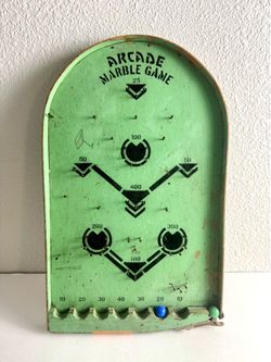 Antique Arcade Marble Game Spring Loaded 16.75" x 10.25" Wood Board