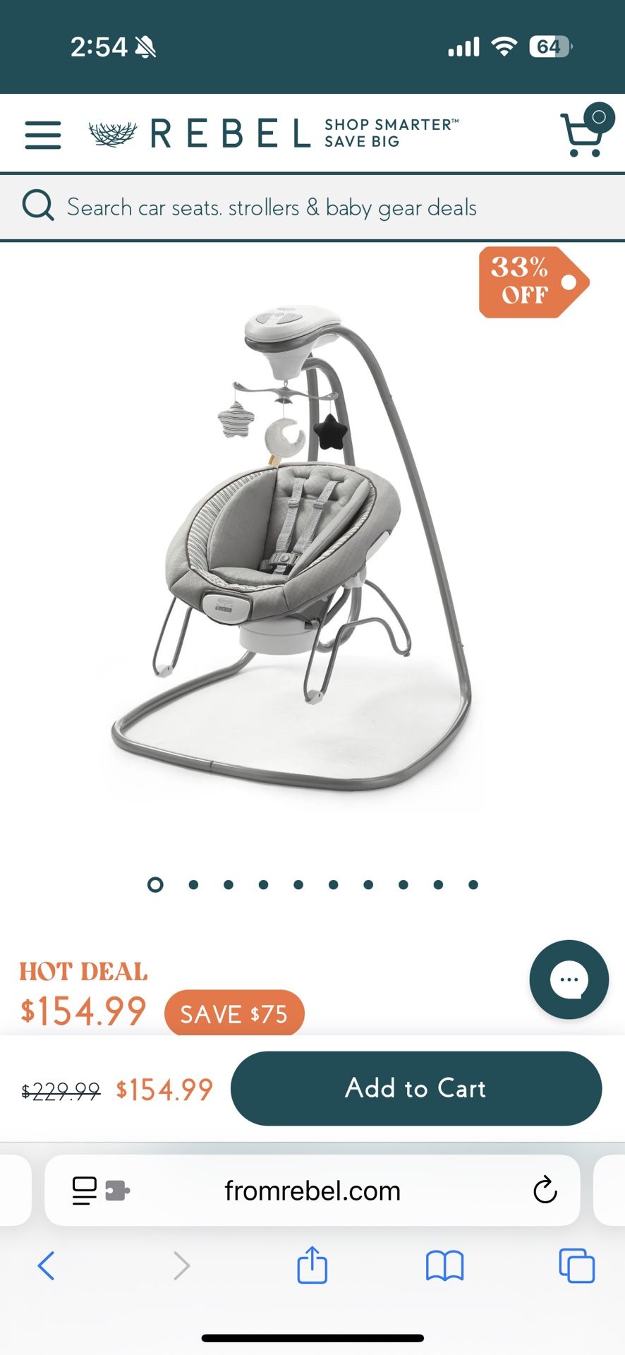 Graco DuetConnect Deluxe Multi-Direction Baby Swing and Bouncer - Britton
