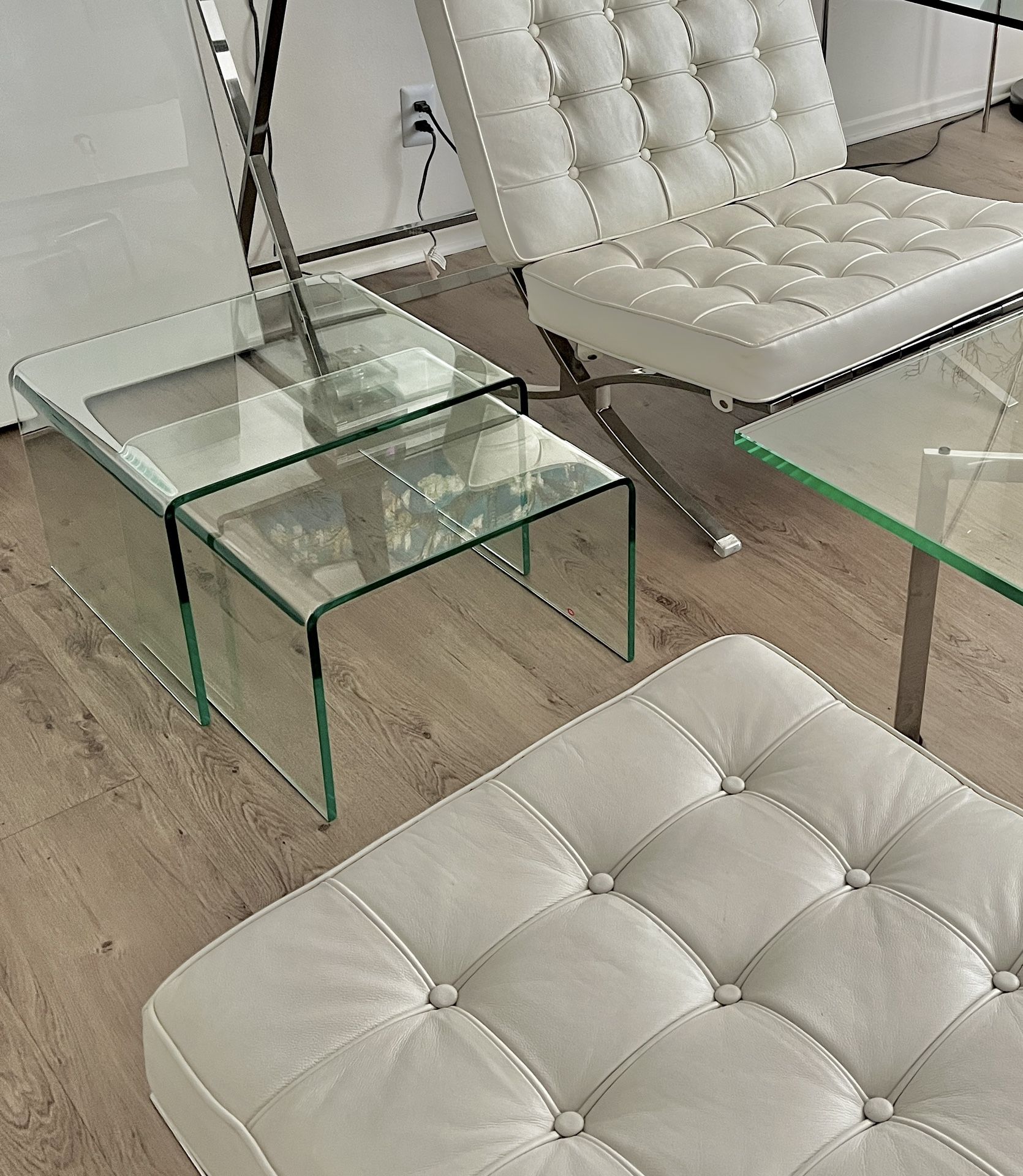 Waterfall Glass Nesting Side Table End Tables