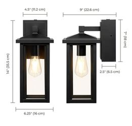Globe Electric 14" Matte Black Outdoor Wall Light with GFCI Outlet