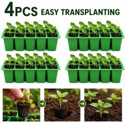 4PCS Reusable Silicone Seed Starter Tray 12 Cell Seedling Germination Plant Pot Home Garden Plants