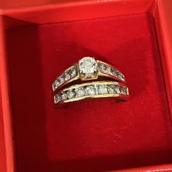 Wedding Set Engenment Rings With Diamond  14k