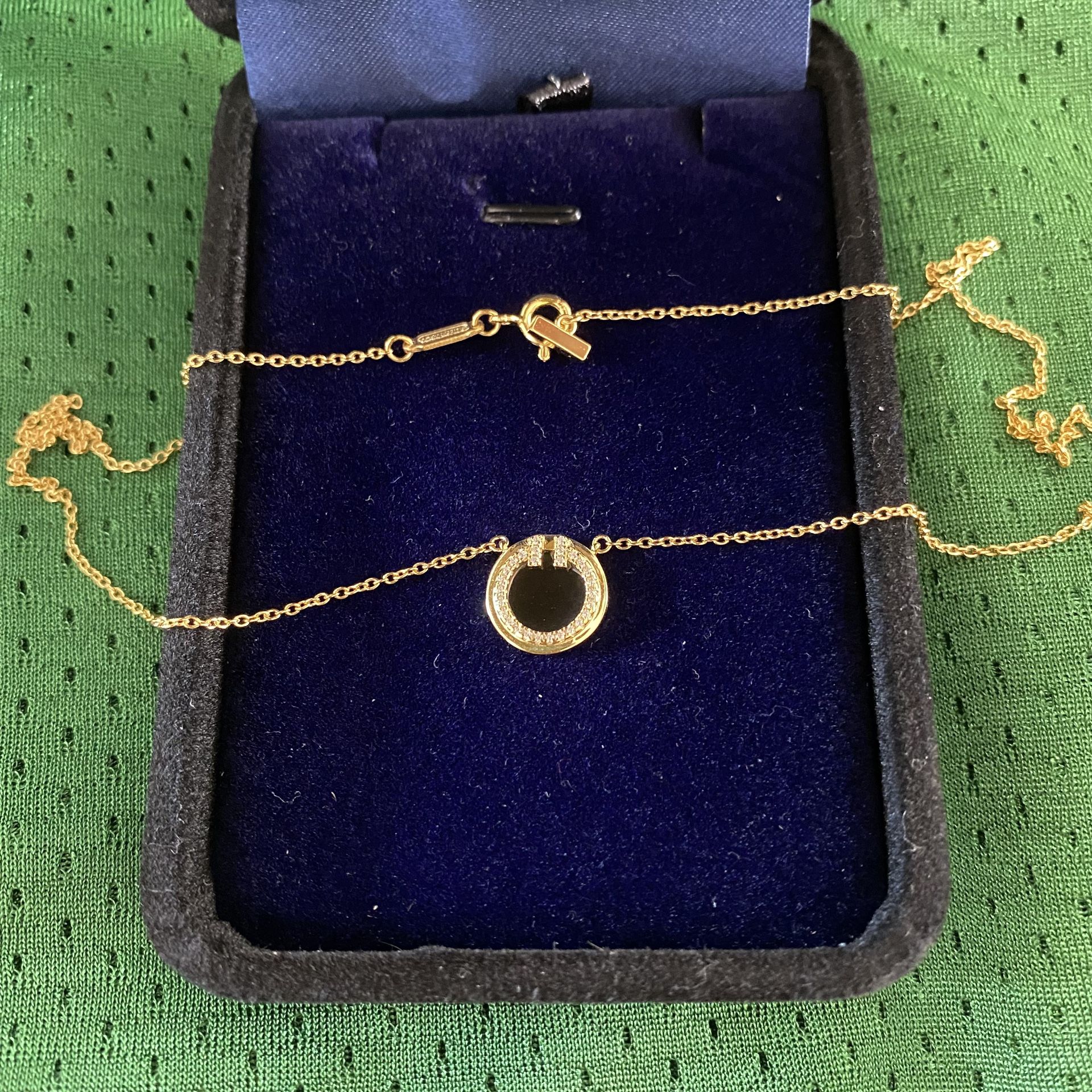 Tiffany & Co. Black Onyx Round Pendant Necklace with Diamond