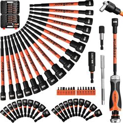 HORUSDY 59pcs Magnetic Nut Driver Set with 6-in-1 Ratcheting Screwdriver Handle, SAE & Metric 1/4 Inch Hex Shank Socket Set for Impact Drill with Quic