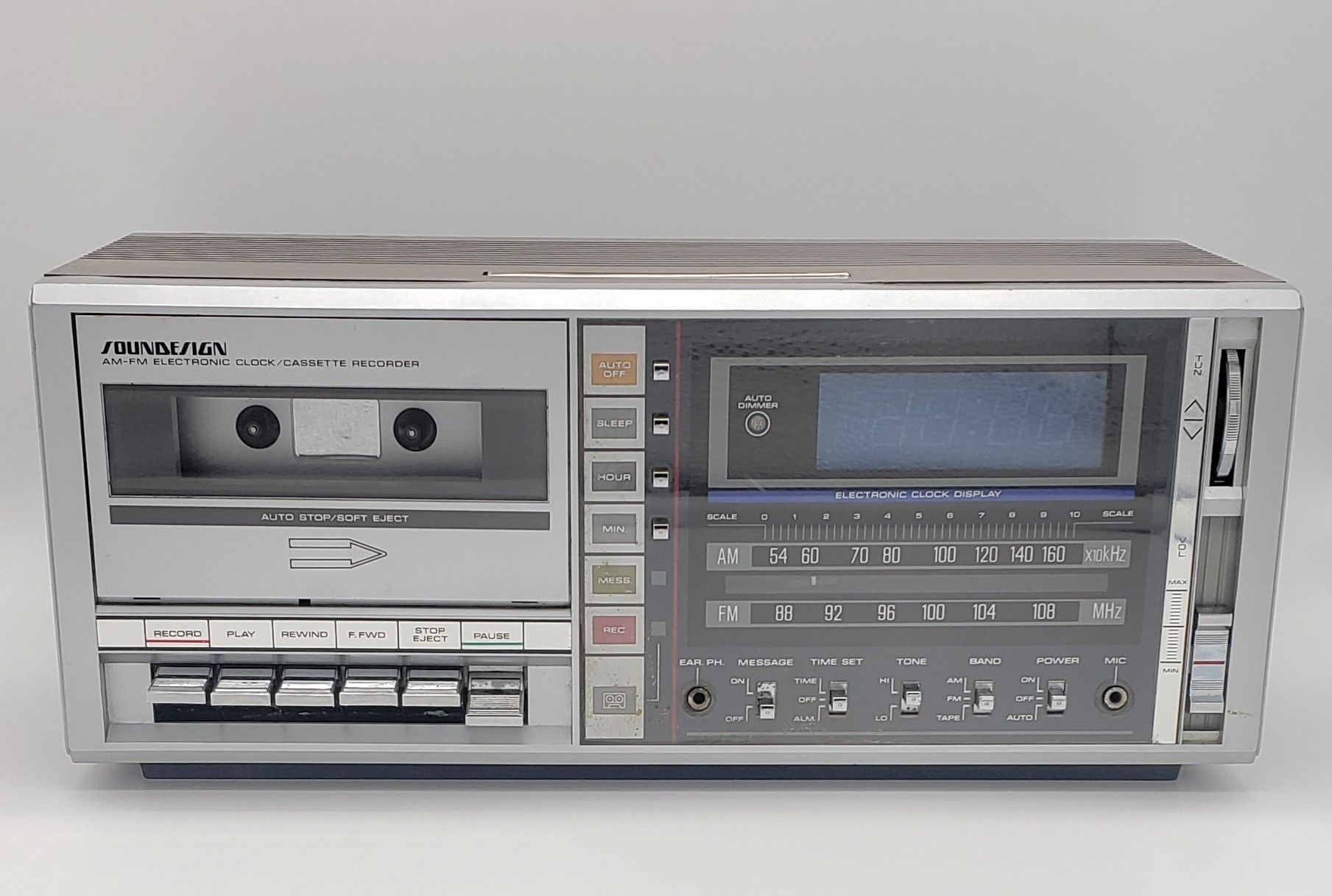 Vintage SOUNDESIGN 3855-A AM/FM Radio Electronic Clock & Cassette Recorder