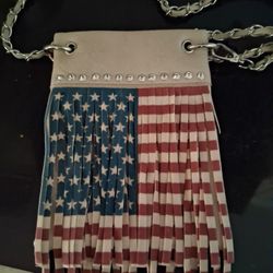 FRINGED AMERICAN FLAG  MINI PURSE
