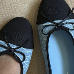 Chanel denim ballet flats