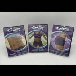 3 DVD Gliding Lot Mindy Mylrea Absolutely Abs Cardio Blast Buns & Legs Workout Exercise 