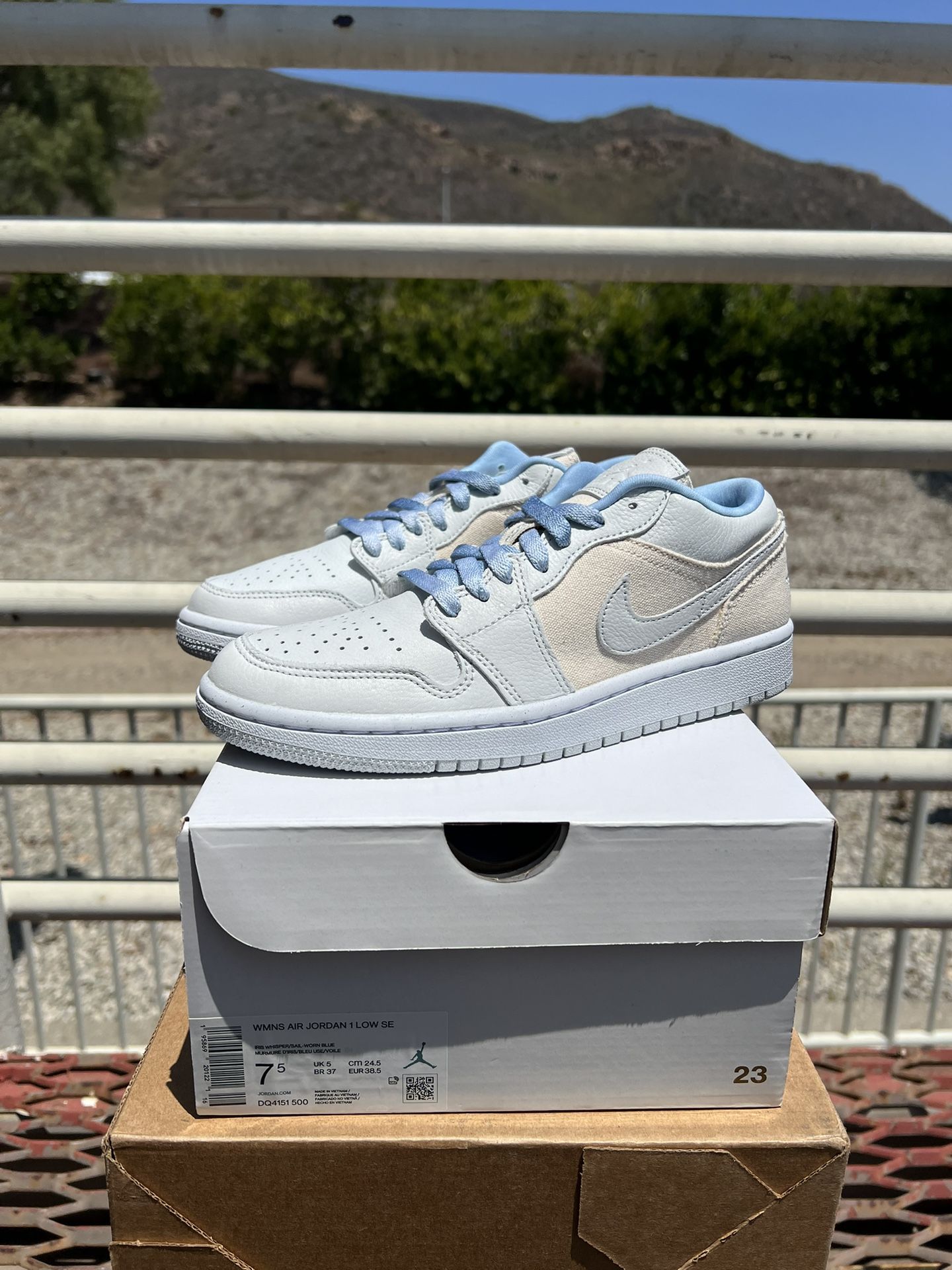 WMNS Jordan 1 Low “Canvas Iris Whisper Sail” (Size: 7.5w/6y)