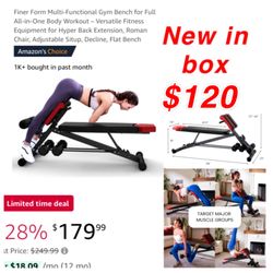 New Finer Form Multi-Functional Gym Bench for Full All-in-One Body Workout – Versatile Fitness Equipment for Hyper Back Extension, Roman Chair, $120