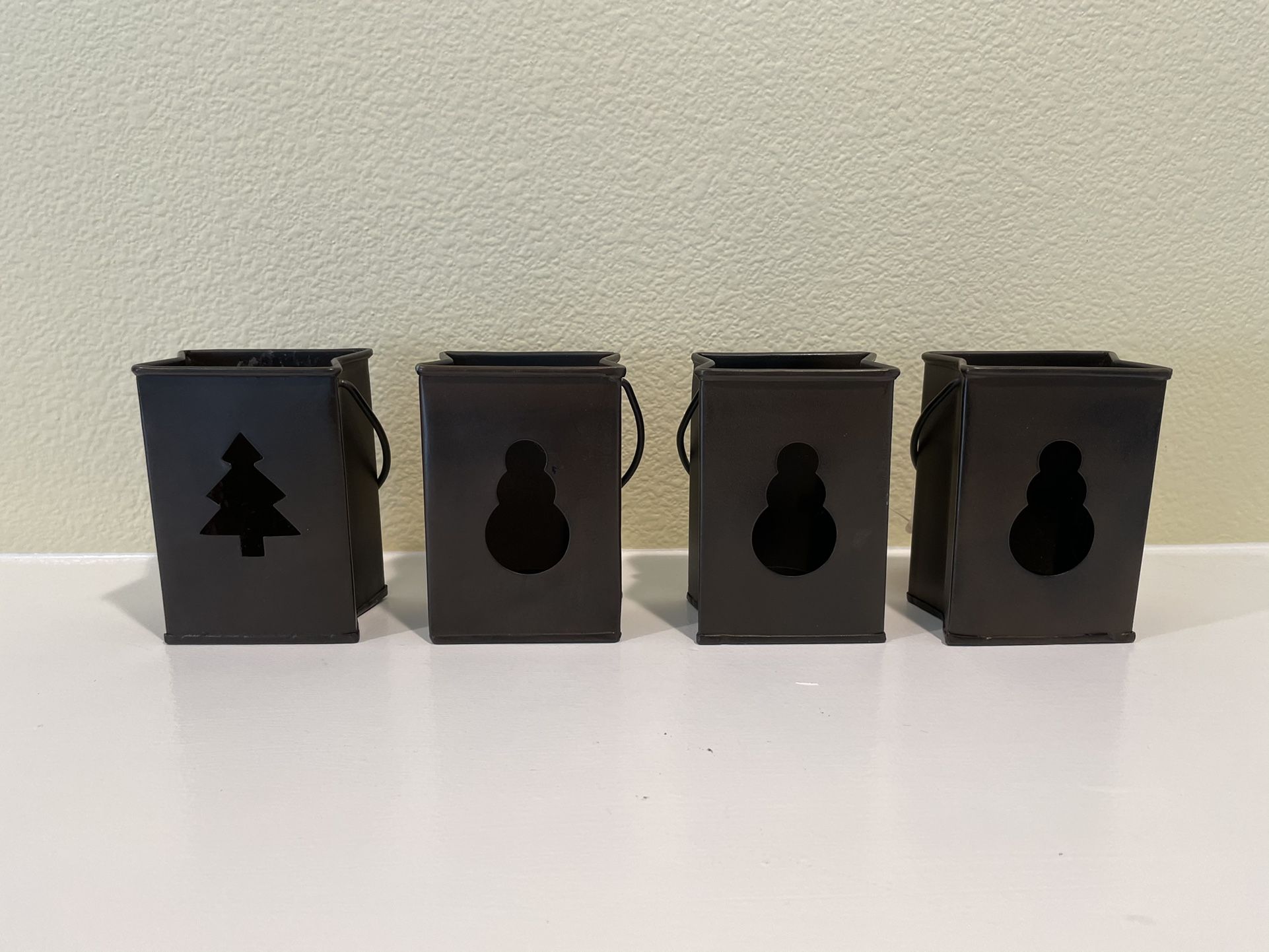 4 Brown Metal Candle Holders