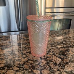 Starbucks Summer 2023 Pearl Peach Jeweled Cold Cup Tumbler 16oz NEW