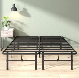 Full Size Platform Bed Frame - Folds into 2 Twins for Easy Move / Transport - 13" Storage