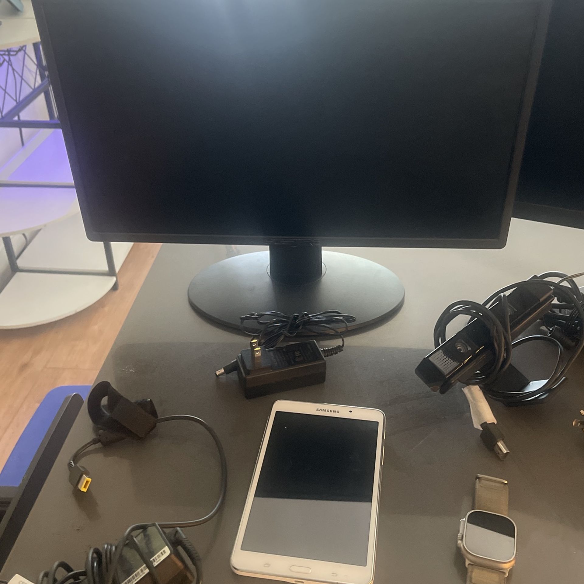 Apple Watch Ultra 2. Lenova Gaming Laptop. 2 Monitors And Samsung Tablet