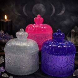 Witchy Trinket Jar | Crystal Storage Container | Gothic Vanity Jar | Spell Jar Container | Jewelry Holder | Altar Decor