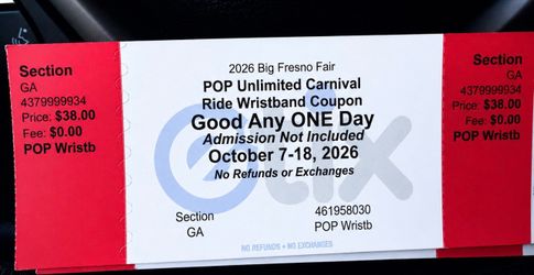 2026 Fresno Fair Wristband