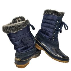 Khombu Black Steel Shank Winter Boots Womens Suede Faux Fur Lined Size 6M