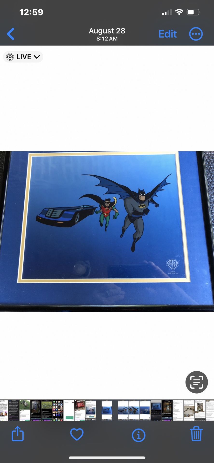 Batman and Robin With Batmobile Animation Art Cell