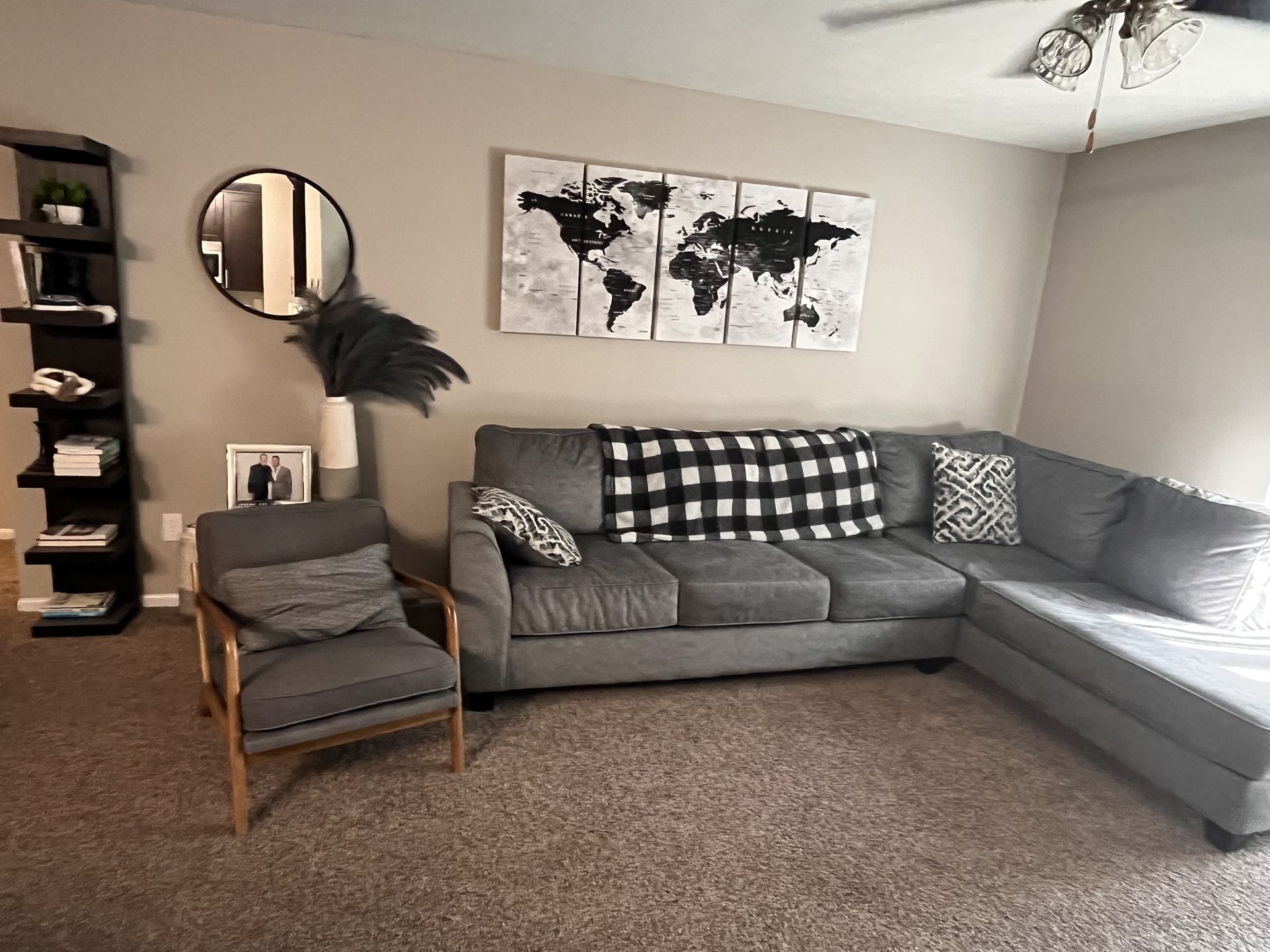 Furniture Bundle : Couch , Chair , 2 Side Tables , 2 Cafe Tables & mirror 