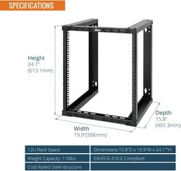 Tecmojo 12U Wall Mount Rack, Wall Mount Network Rack 15.8in Depth #2781C T5
