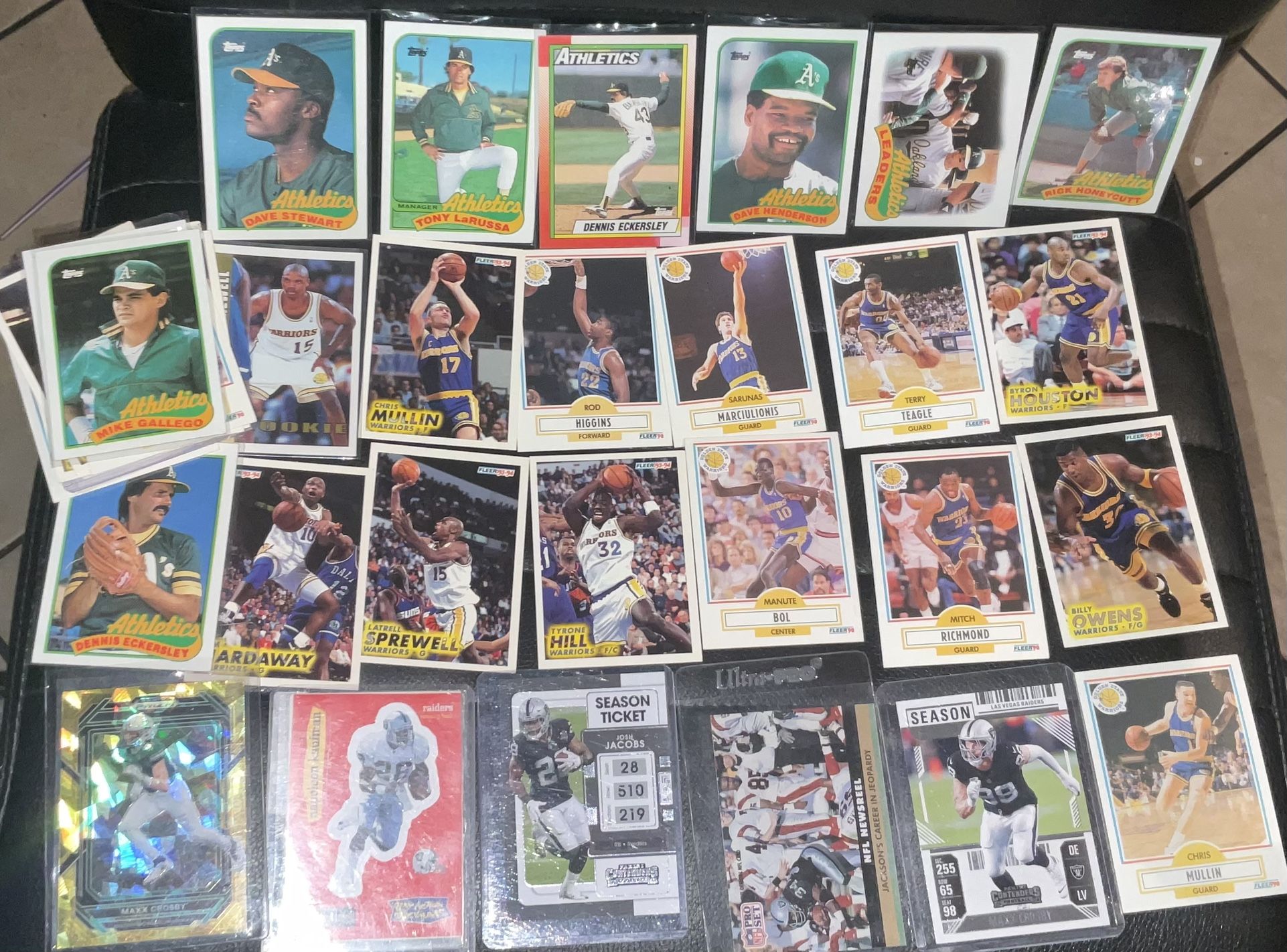 NBA NFL MLB Oakland Raiders A’s Golden State Card Lot (40) Jackson, Crosby , Hardaway , Mullin, Henderson,Stewart, + more x 40 cards Oakland Coliseum