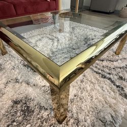 Design Institute of America Hollywood Regency Brass & Glass Cocktail Table, 1984  