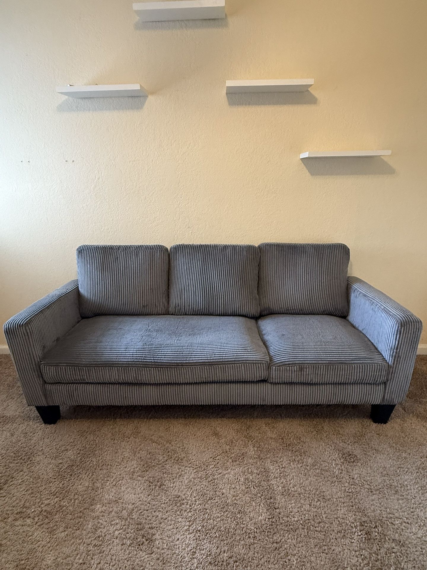 Gray Corduroy 3 Seater Couch