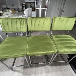 Green Suede Bar Chairs