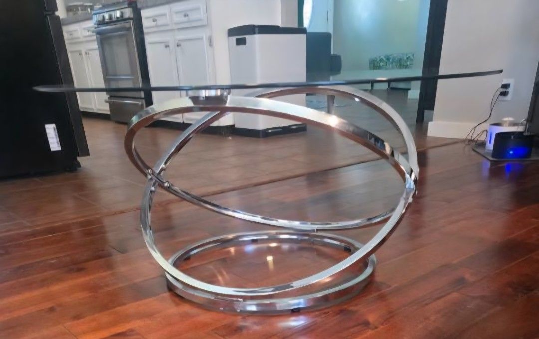 Glass Coffee Table Withs Metal Base