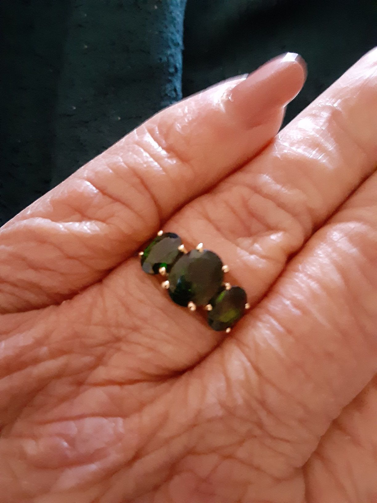 Russian Chrome Diopside 3-Stone Ring