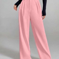Baby Pink Elegant Work & Casual Pants – Women’s Size S | Chic High-Waist Soft Tailored Trousers