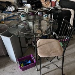 Glass Top Table And One Chair