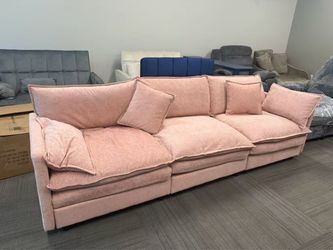 CHINO-Upholstered Soft Chenille Fabric Sofa,3 Seater with Ottoman L Shape Sofa