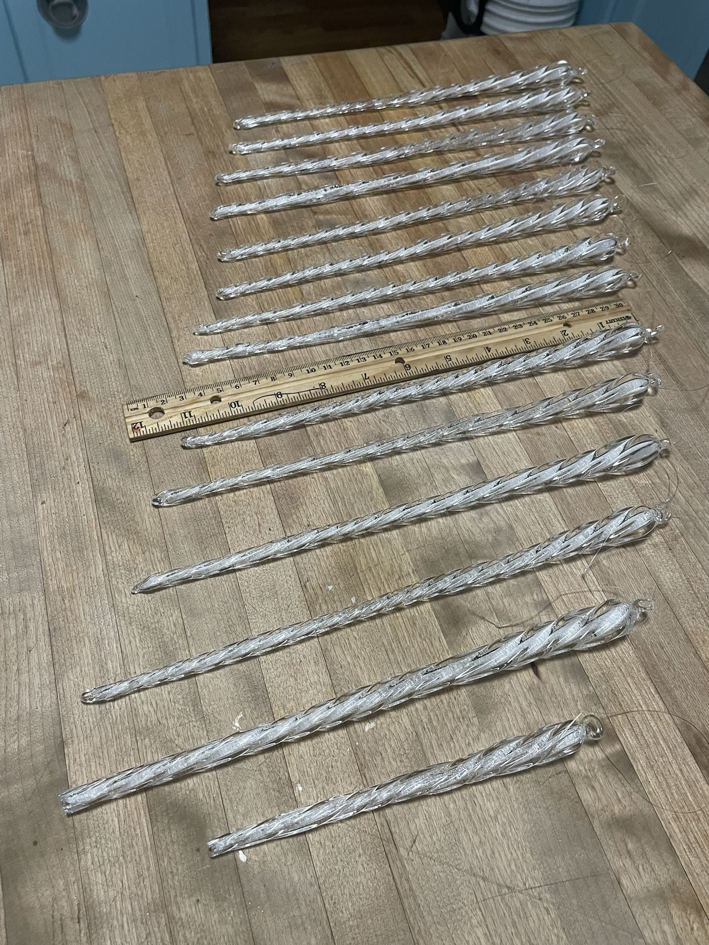 Dozen + Spun Glass Icicle Ornaments