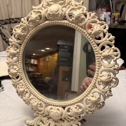 Gorgeous Antique Acanthus Scrolls Victorian Cast Iron Standing Dresser or Vanity Mirror