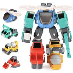 Transform Robot Toys, Magnetic Construction Trucks 4 Vehicles