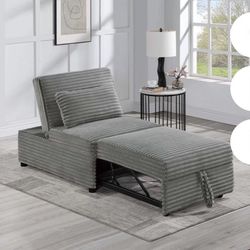 Convertible Sofa W/ Pullout Bed 32” x 76” Dark Grey Corduroy 