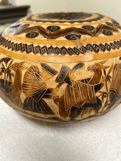 Peruvian Hand-carved Folk Art Gourd