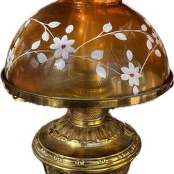 Vintage Or Antique Brass Oil Lamp Converted To Electric Lamp 